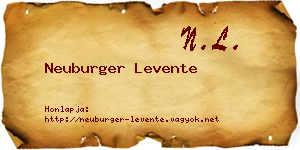 Neuburger Levente névjegykártya